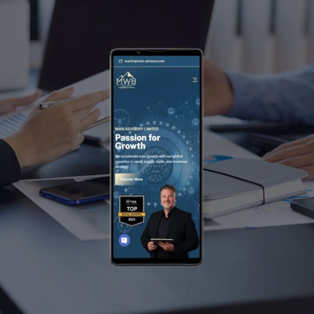 Mobile view showcasing business advisory web design
