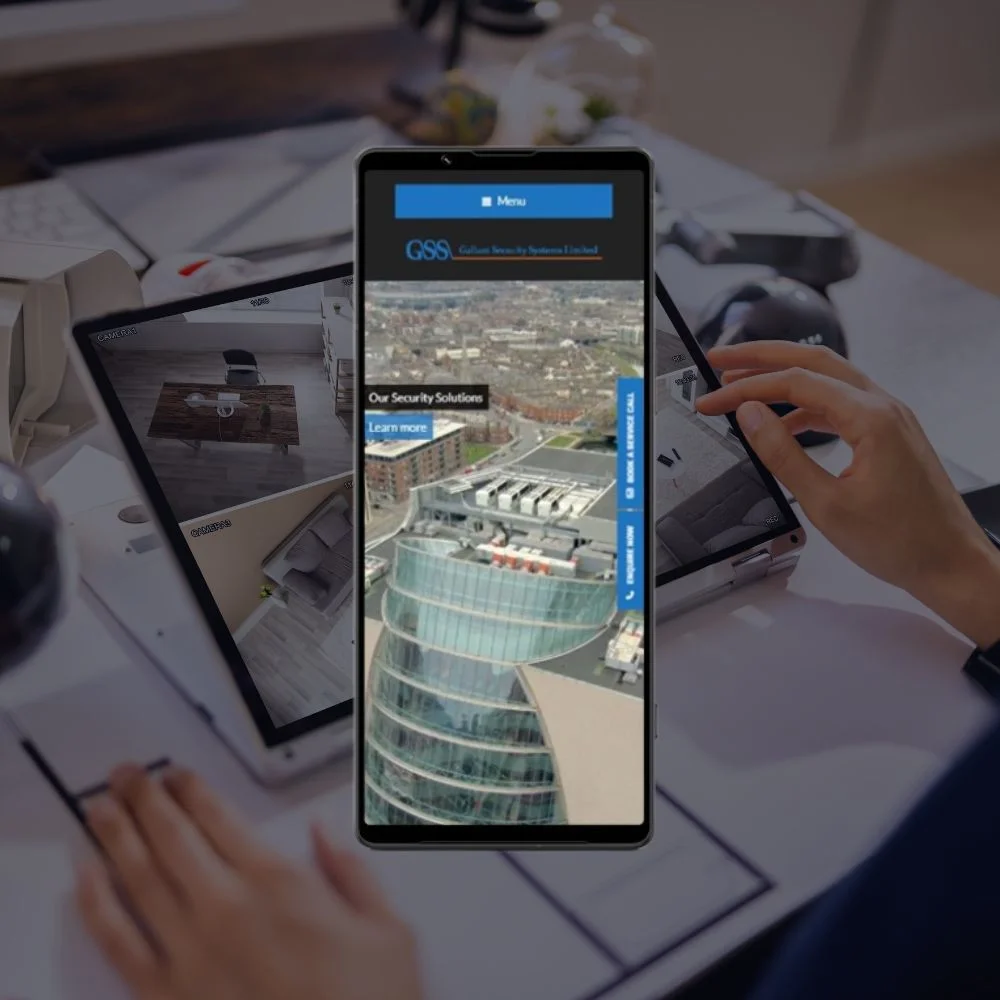 Mobile view showcasing security systems web design